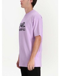 T-shirt à col rond imprimé violet clair Karl Lagerfeld