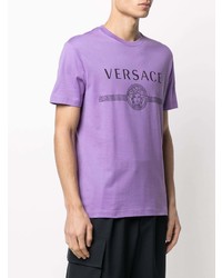 T-shirt à col rond imprimé violet clair Versace