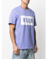 T-shirt à col rond imprimé violet clair MSGM