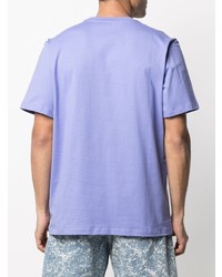 T-shirt à col rond imprimé violet clair MSGM