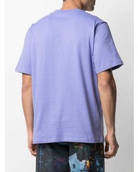 T-shirt à col rond imprimé violet clair MSGM