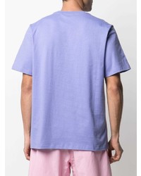 T-shirt à col rond imprimé violet clair MSGM