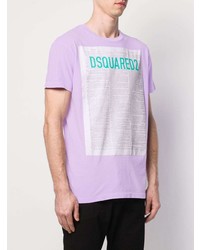 T-shirt à col rond imprimé violet clair DSQUARED2