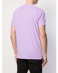 T-shirt à col rond imprimé violet clair DSQUARED2