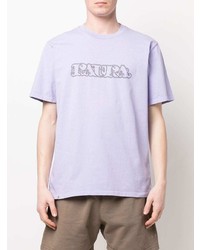 T-shirt à col rond imprimé violet clair Paura