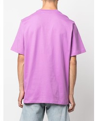 T-shirt à col rond imprimé violet clair MSGM