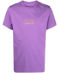 T-shirt à col rond imprimé violet clair Maharishi