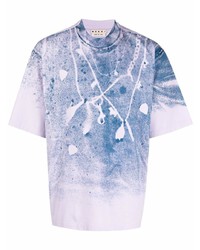 T-shirt à col rond imprimé violet clair Marni