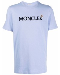 T-shirt à col rond imprimé violet clair Moncler