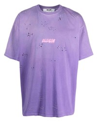 T-shirt à col rond imprimé violet clair MSGM