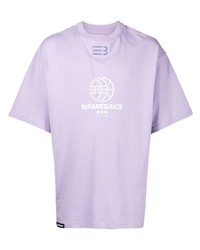 T-shirt à col rond imprimé violet clair NAMESAKE