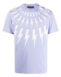 T-shirt à col rond imprimé violet clair Neil Barrett