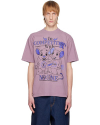 T-shirt à col rond imprimé violet clair Online Ceramics