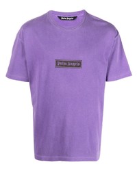 T-shirt à col rond imprimé violet clair Palm Angels