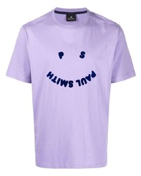T-shirt à col rond imprimé violet clair PS Paul Smith