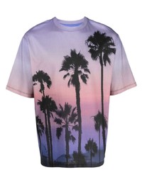 T-shirt à col rond imprimé violet clair PT TORINO