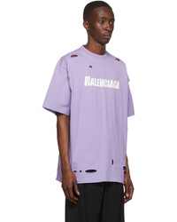 T-shirt à col rond imprimé violet clair Balenciaga