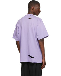 T-shirt à col rond imprimé violet clair Balenciaga