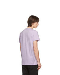 T-shirt à col rond imprimé violet clair Balmain