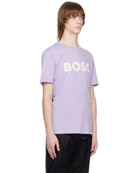 T-shirt à col rond imprimé violet clair BOSS