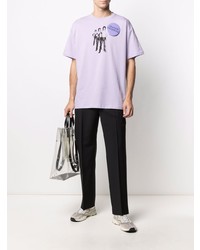 T-shirt à col rond imprimé violet clair Raf Simons