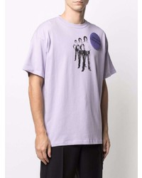 T-shirt à col rond imprimé violet clair Raf Simons