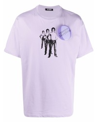 T-shirt à col rond imprimé violet clair Raf Simons