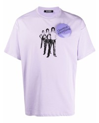 T-shirt à col rond imprimé violet clair Raf Simons