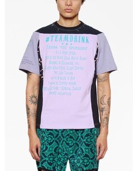 T-shirt à col rond imprimé violet clair Marine Serre