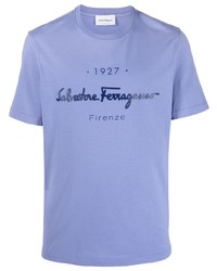 T-shirt à col rond imprimé violet clair Salvatore Ferragamo