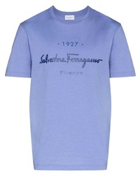 T-shirt à col rond imprimé violet clair Salvatore Ferragamo