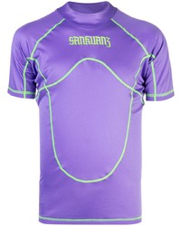 T-shirt à col rond imprimé violet clair Sankuanz