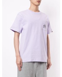 T-shirt à col rond imprimé violet clair A Bathing Ape