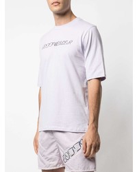 T-shirt à col rond imprimé violet clair Cottweiler