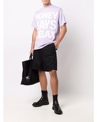 T-shirt à col rond imprimé violet clair Honey Fucking Dijon