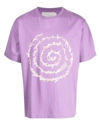 T-shirt à col rond imprimé violet clair Story Mfg.