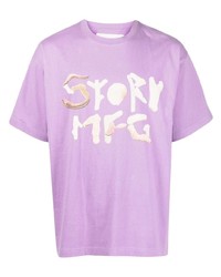 T-shirt à col rond imprimé violet clair Story Mfg.