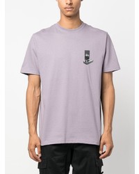 T-shirt à col rond imprimé violet clair Stussy