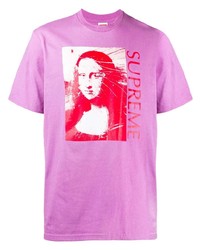 T-shirt à col rond imprimé violet clair Supreme