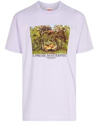 T-shirt à col rond imprimé violet clair Supreme