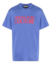 T-shirt à col rond imprimé violet clair VERSACE JEANS COUTURE