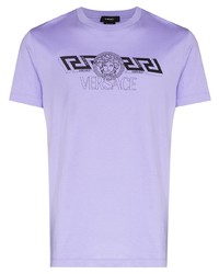 T-shirt à col rond imprimé violet clair Versace