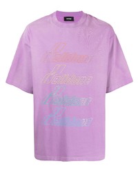 T-shirt à col rond imprimé violet clair We11done