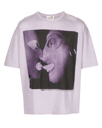 T-shirt à col rond imprimé violet clair YMC