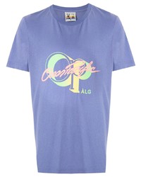 T-shirt à col rond imprimé violet clair Àlg