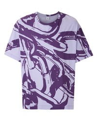 T-shirt à col rond imprimé violet clair Àlg