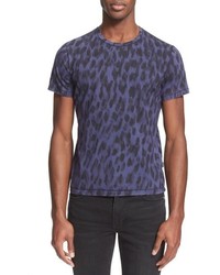 T-shirt à col rond imprimé violet