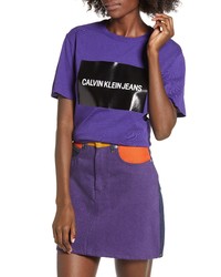T-shirt à col rond imprimé violet