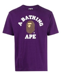 T-shirt à col rond imprimé violet A Bathing Ape