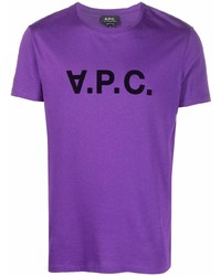 T-shirt à col rond imprimé violet A.P.C.